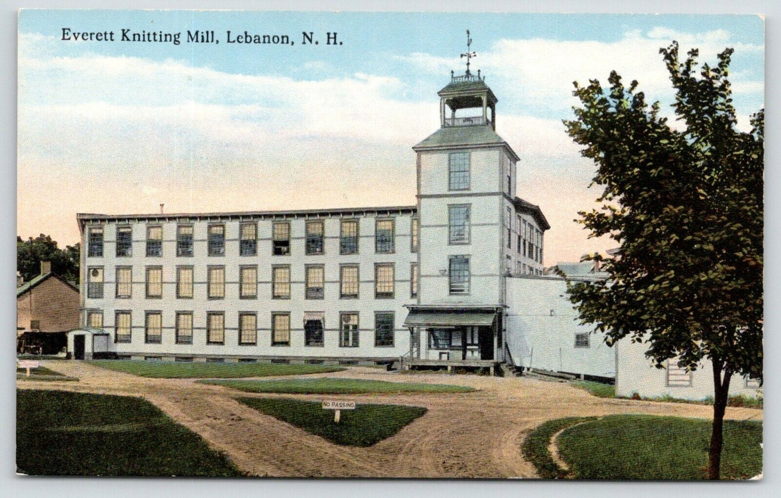 Lebanon New Hampshire~Windvane Atop Open Tower of Everett Knitting Mill~c1910 PC