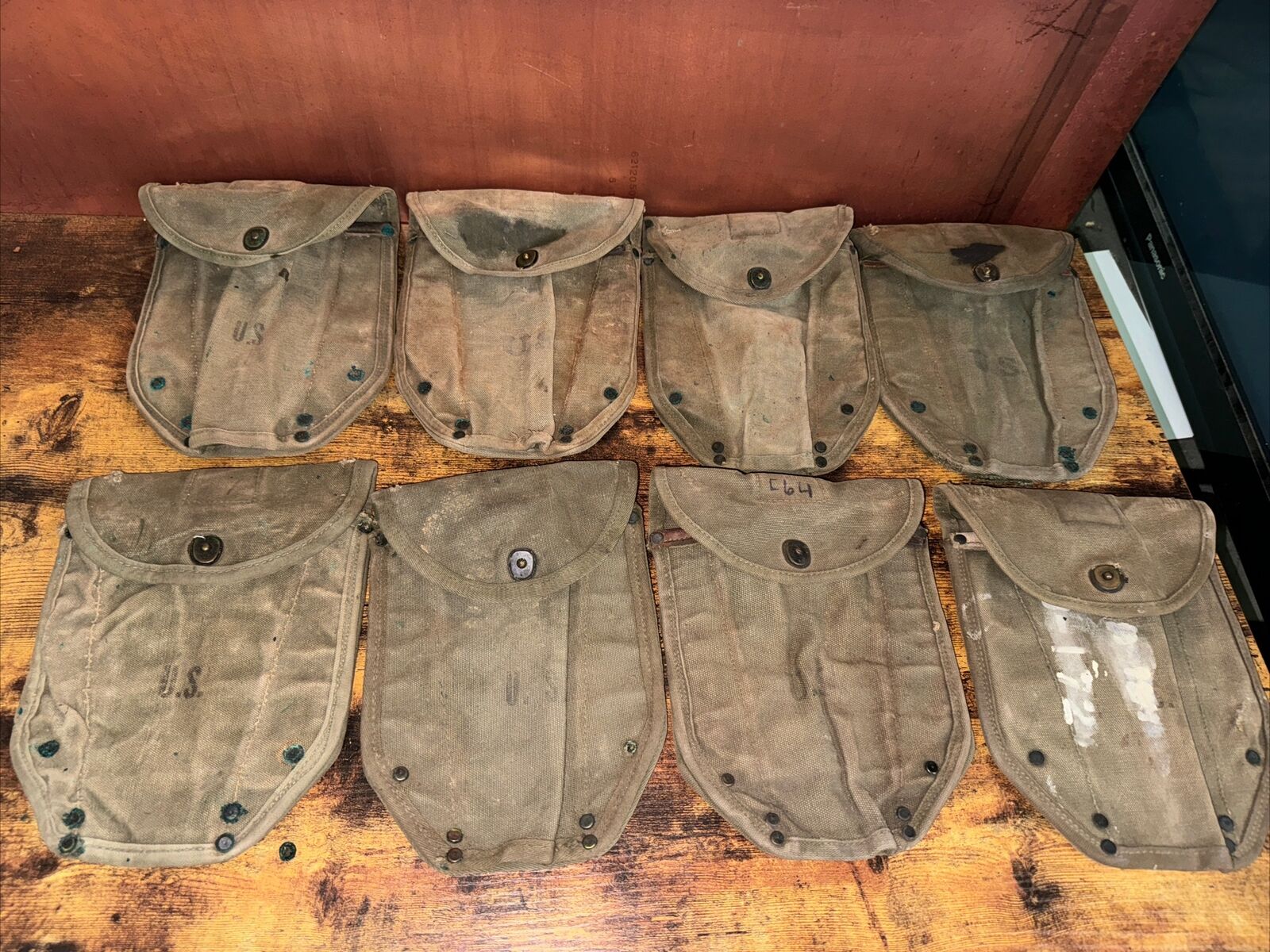 WWII US M1943 Folding Shovel E-Tool Cover Pouch Lot Of 8