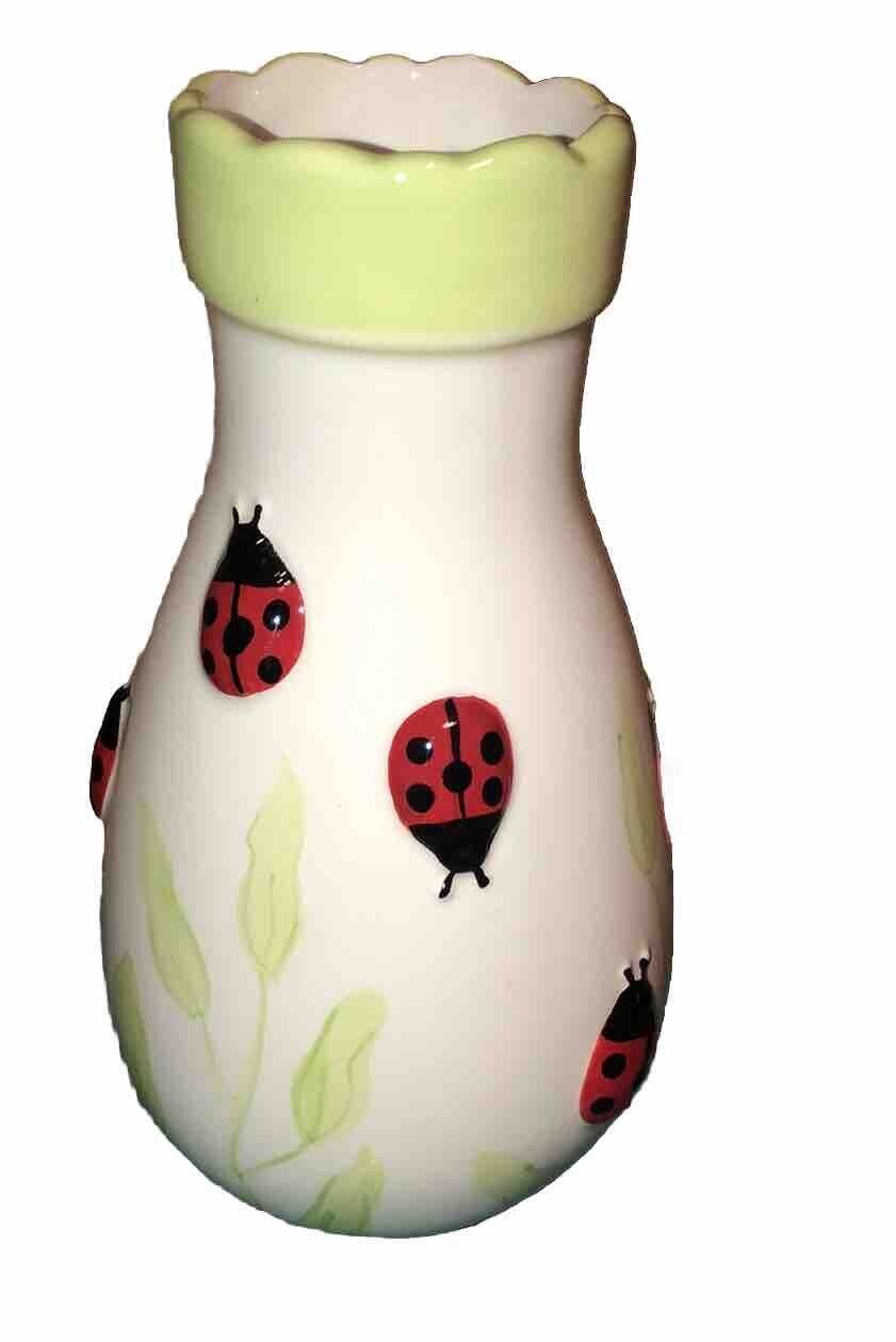 Adorable 7 Inch Ceramic Ladybug Vase ￼adorable Fun