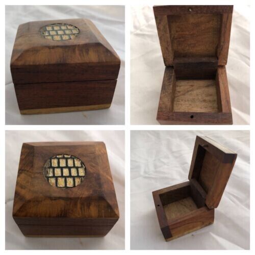 Vintage Wood Box Hand Carved Beautiful Perfect Rare Wedding Engagement Ring 2\