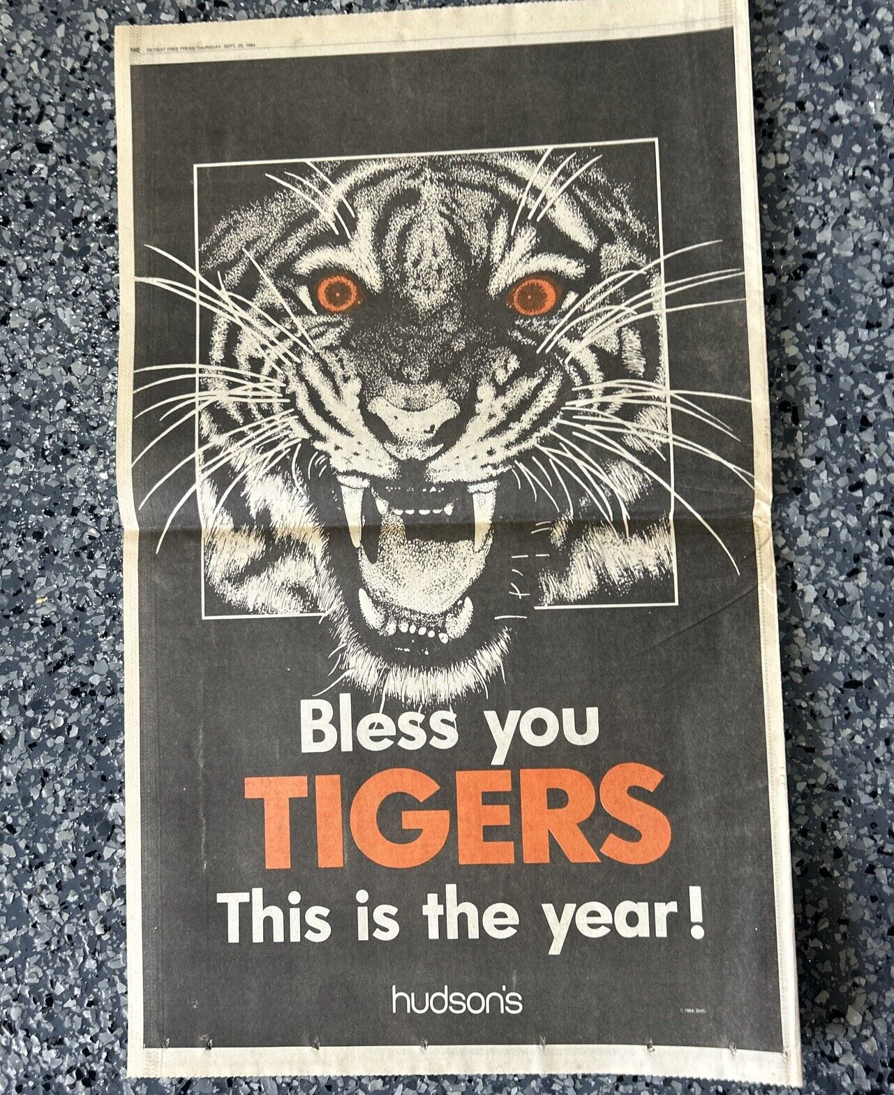 Vintage Newspaper Detroit Tigers 1984 - America League East Division Champs