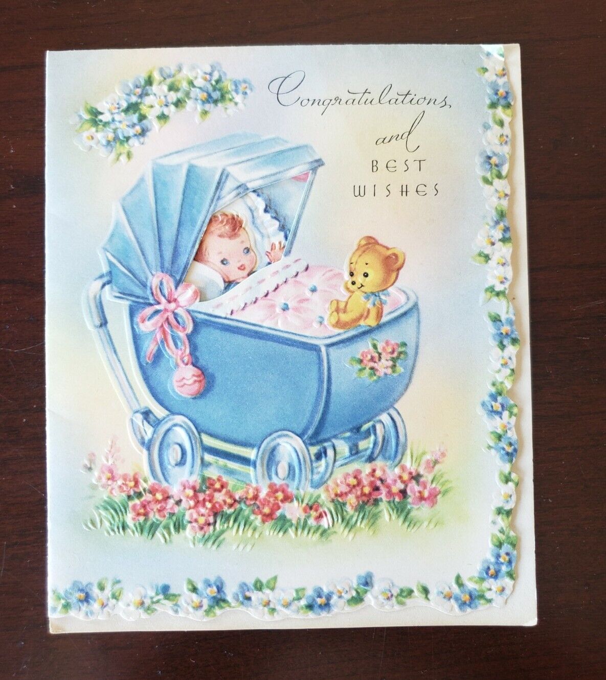 Vintage Congratulations Newborn Baby Greeting Card Unused Made In USA 
