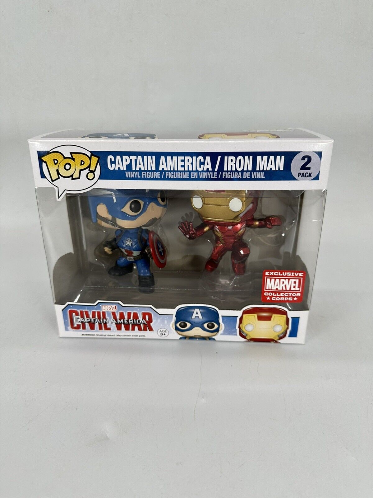 Funko Pop Civil War Captain America Iron Man 2-Pack Marvel Collector Corps  NEW