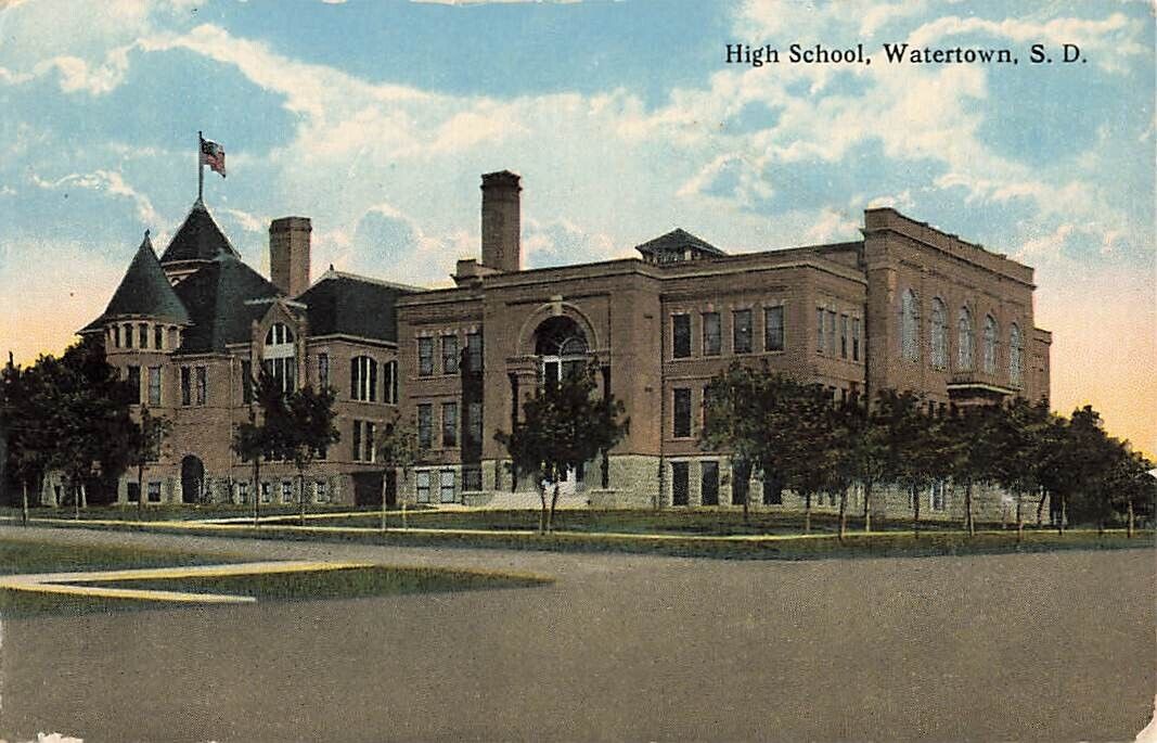 Postcard High School Watertown South Dakota SD DB