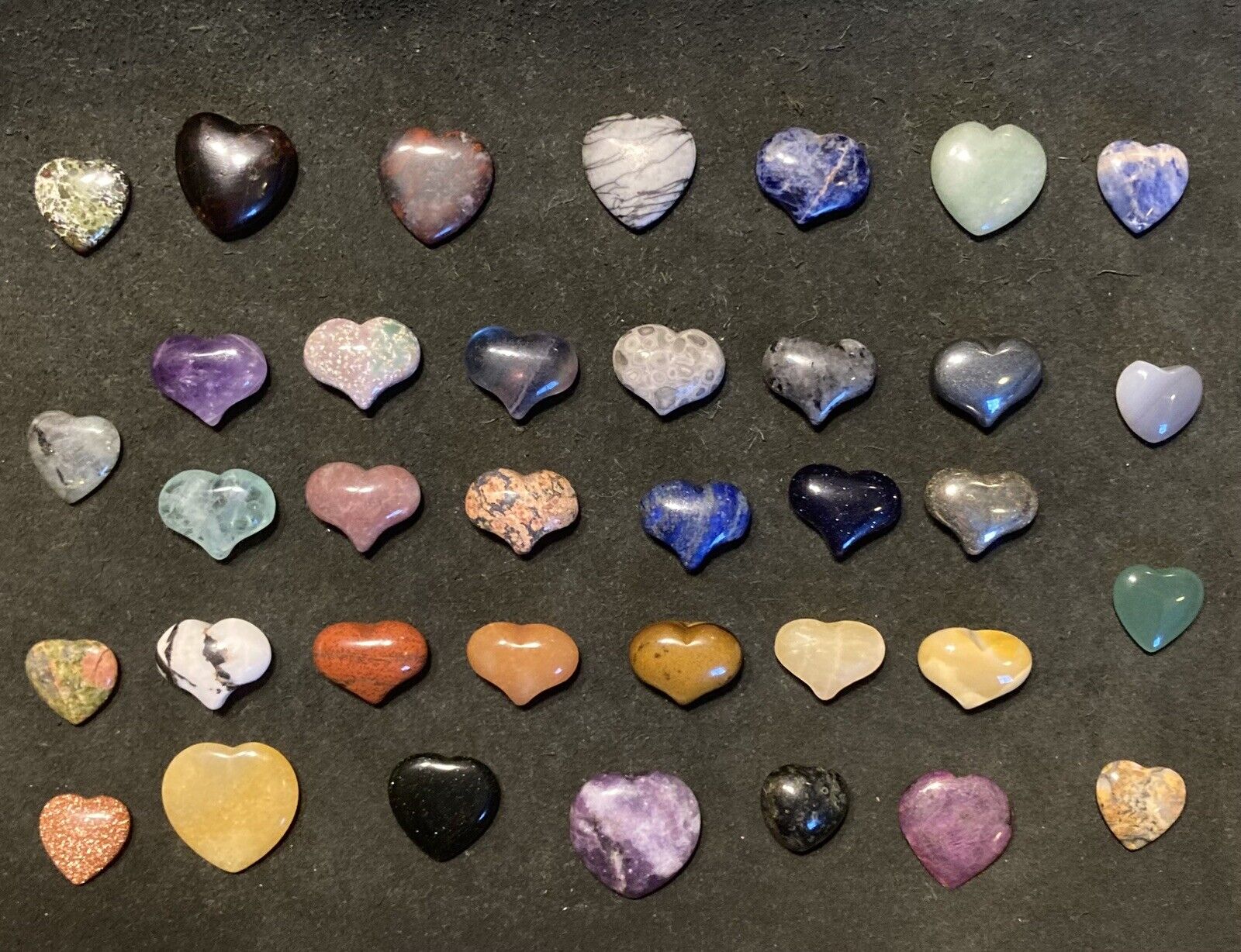 Crystal Heart Carvings Lot 36 Pieces