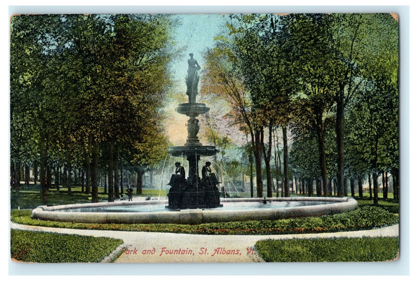 1907 Park and Fountain St. Albans Vermont VT Swanton Posted Antique Postcard