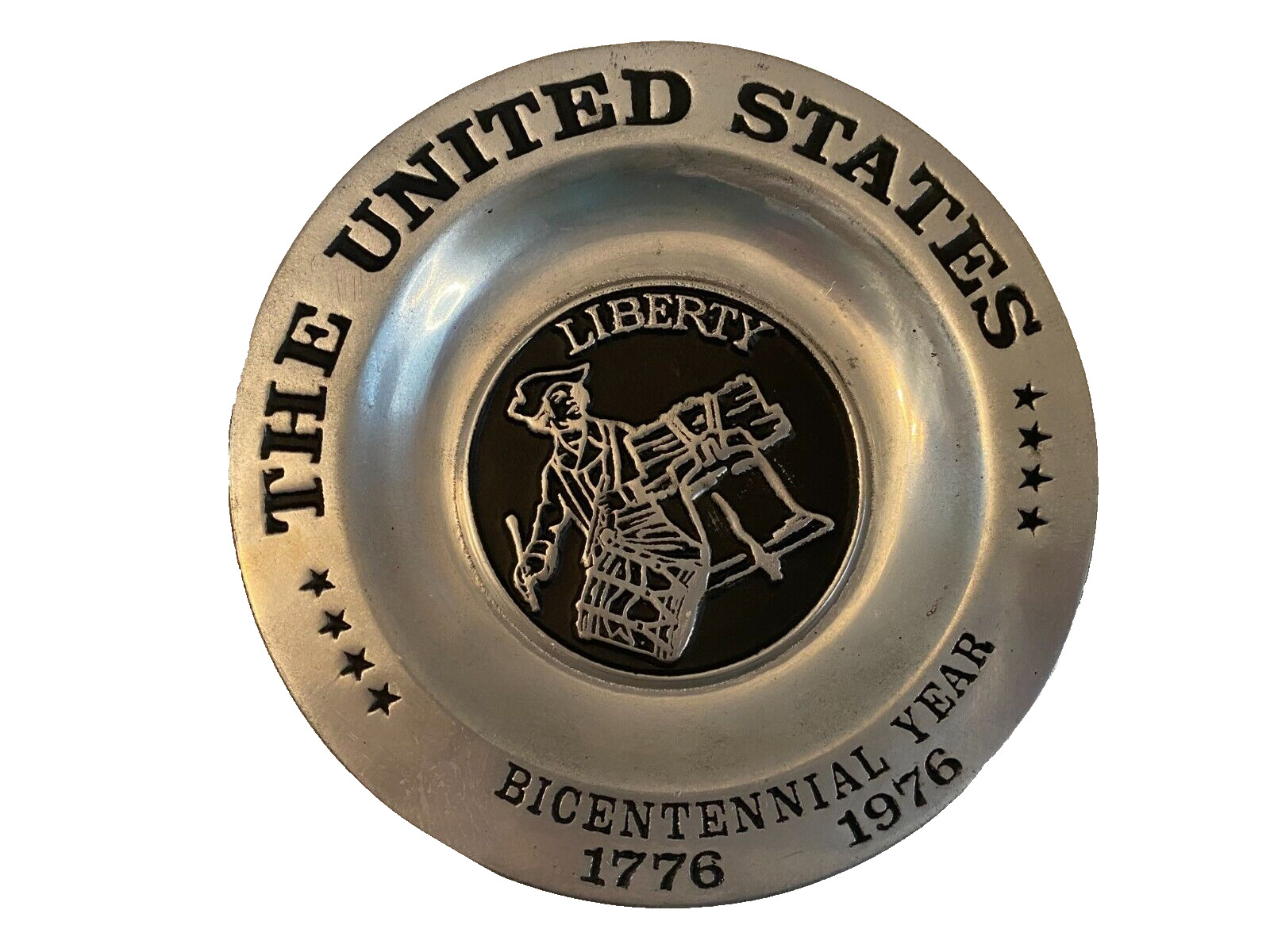 Pewter Plate UNITED STATES BICENTENNIAL 1776-1976 E.W. DRURY Wine Candle Coaster