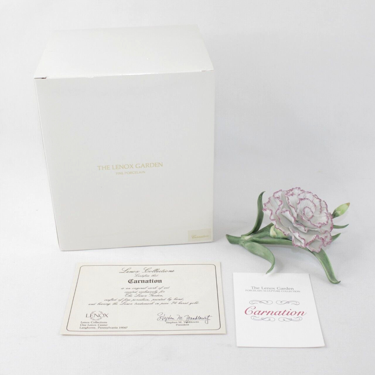 Lenox Fine Porcelain Garden Flower Collection Carnation with Box and Paperwork