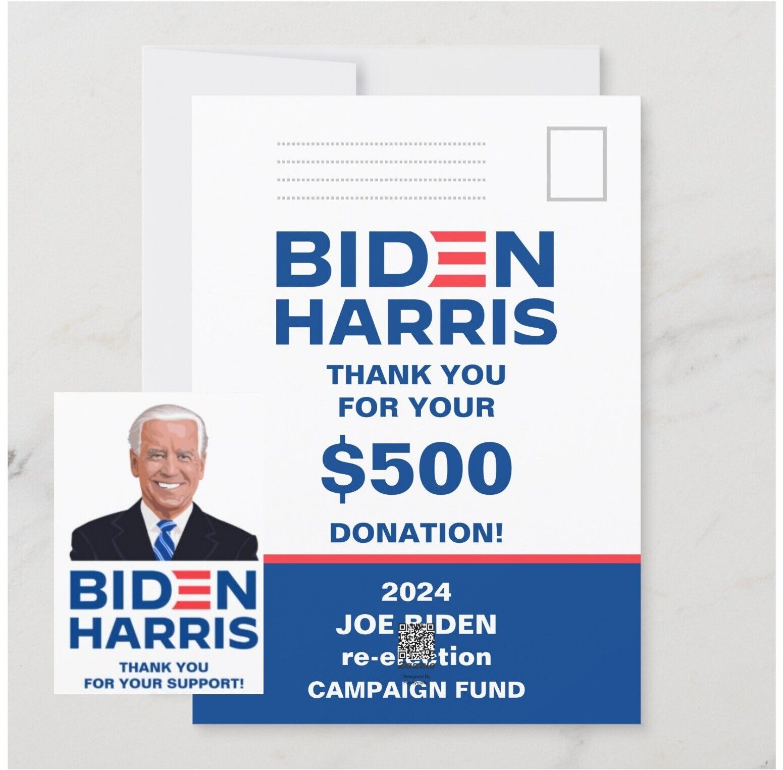 25 PCS Biden/Harris Reelection $500 Donation Holiday Cards Prank Your Friends 