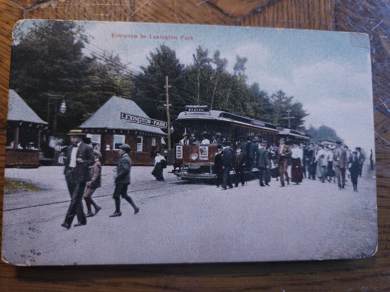 \'08 Trolley LExington Amusement Park WOBURN ? Massachusetts Railway Post Card MA