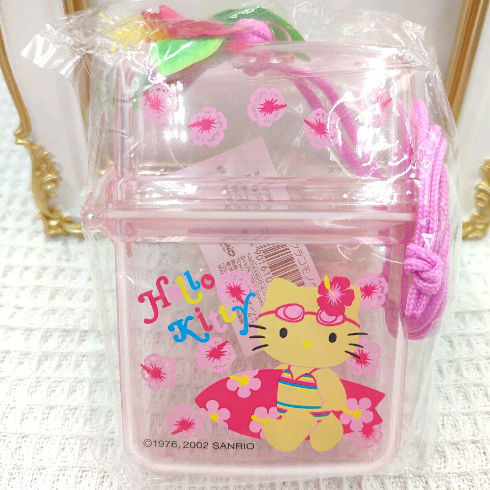 Sanrio Hello Kitty Waterproof Box Hawaii Pink Hibiscus Surf Accessory Box RARE