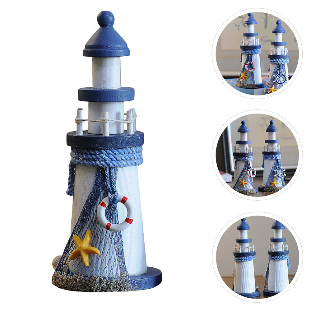 Wooden Lighthouse Rustic Beach Decor Nautical Lighthouse Ornament Decoration