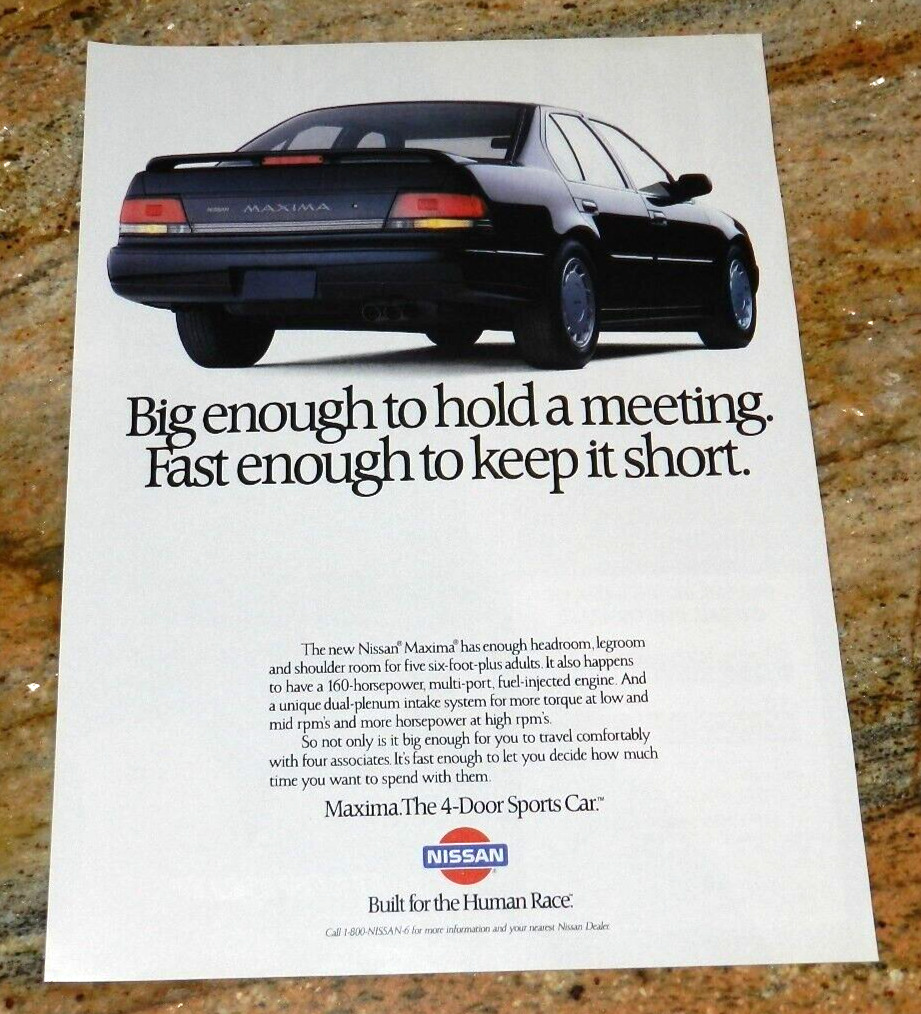1989 Nissan Maxima SE Original Magazine Advertisement Small Poster