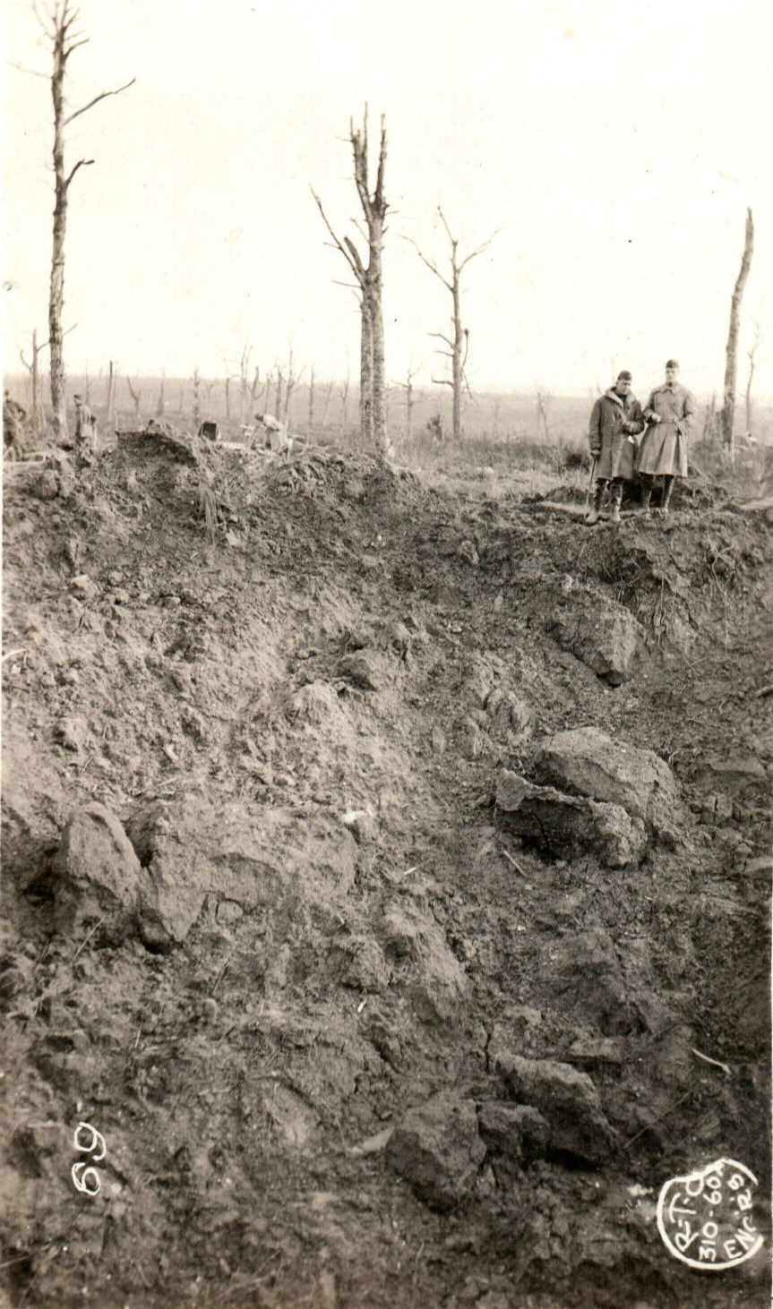 WWI American Soldiers Argonne Shell Crater Battlefield RPPC Postcard World War 1