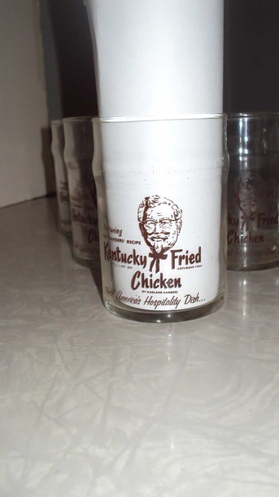 Vintage  1954 KFC Kentucky Fried Chicken Drinking Glass Col Sanders EUC