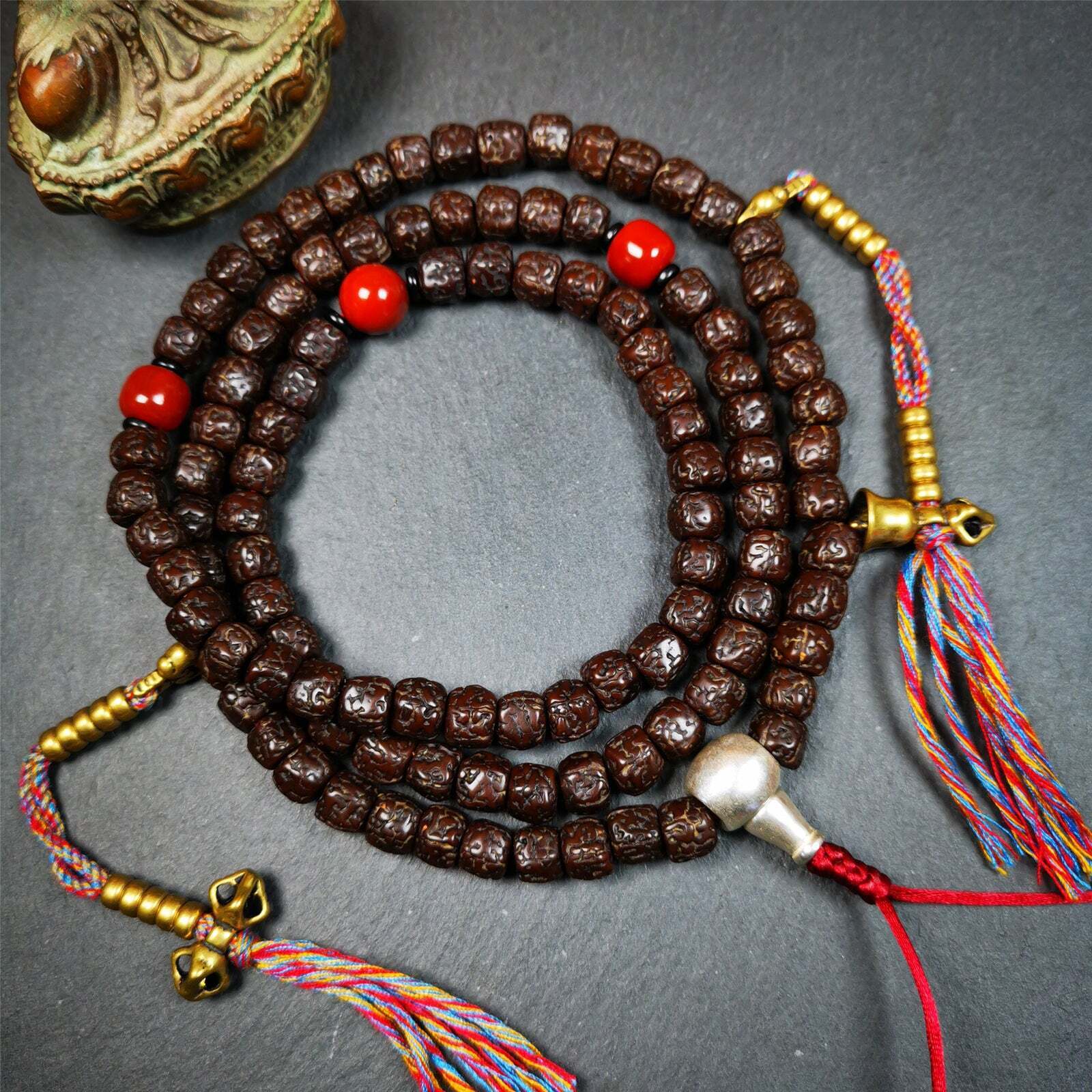 Gandhanra Antique Tibetan 108 Rudraksha Mala,Prayer Beads Necklace,Rosary Beads