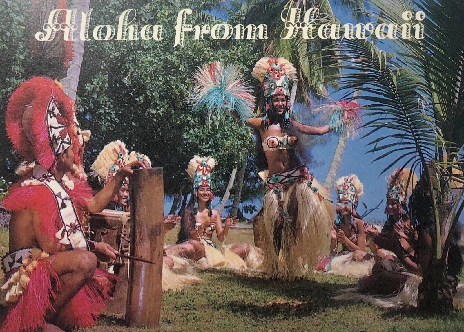 Postcard Dancers at Tahitian Dance Festival Aloha from Hawaii  A. Sylvain