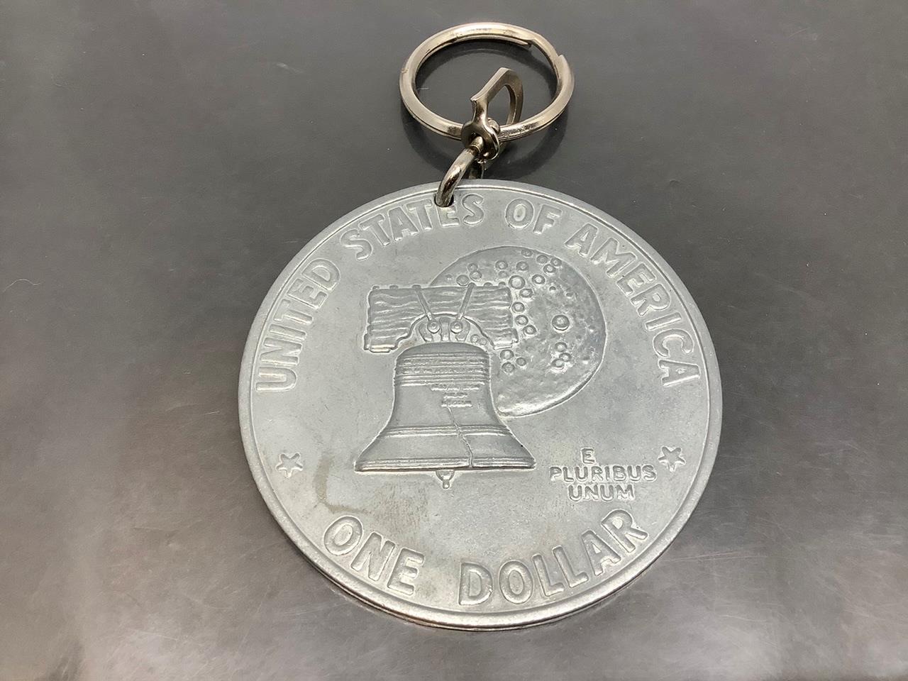 Vintage Commemorative Keyring EISENHOWER Keychain LIBERTY BELL Porte-Clés COIN