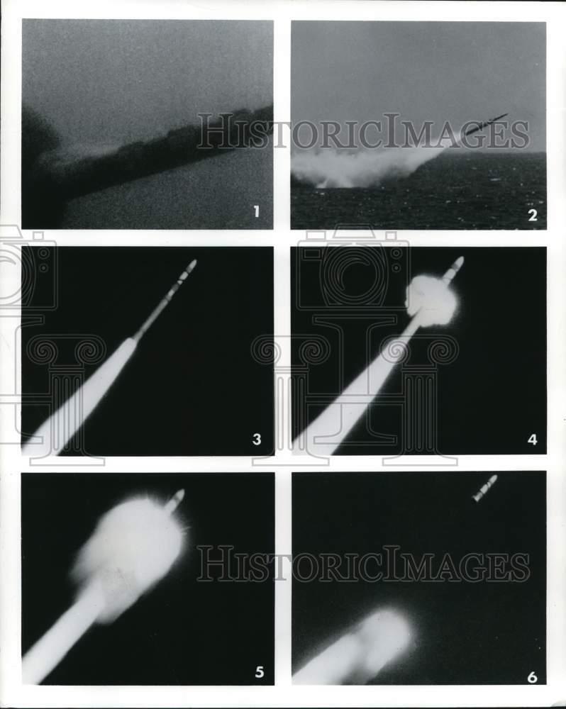 1963 Press Photo Scenes from the launch of a US Navy SUBROC missile - pim03696