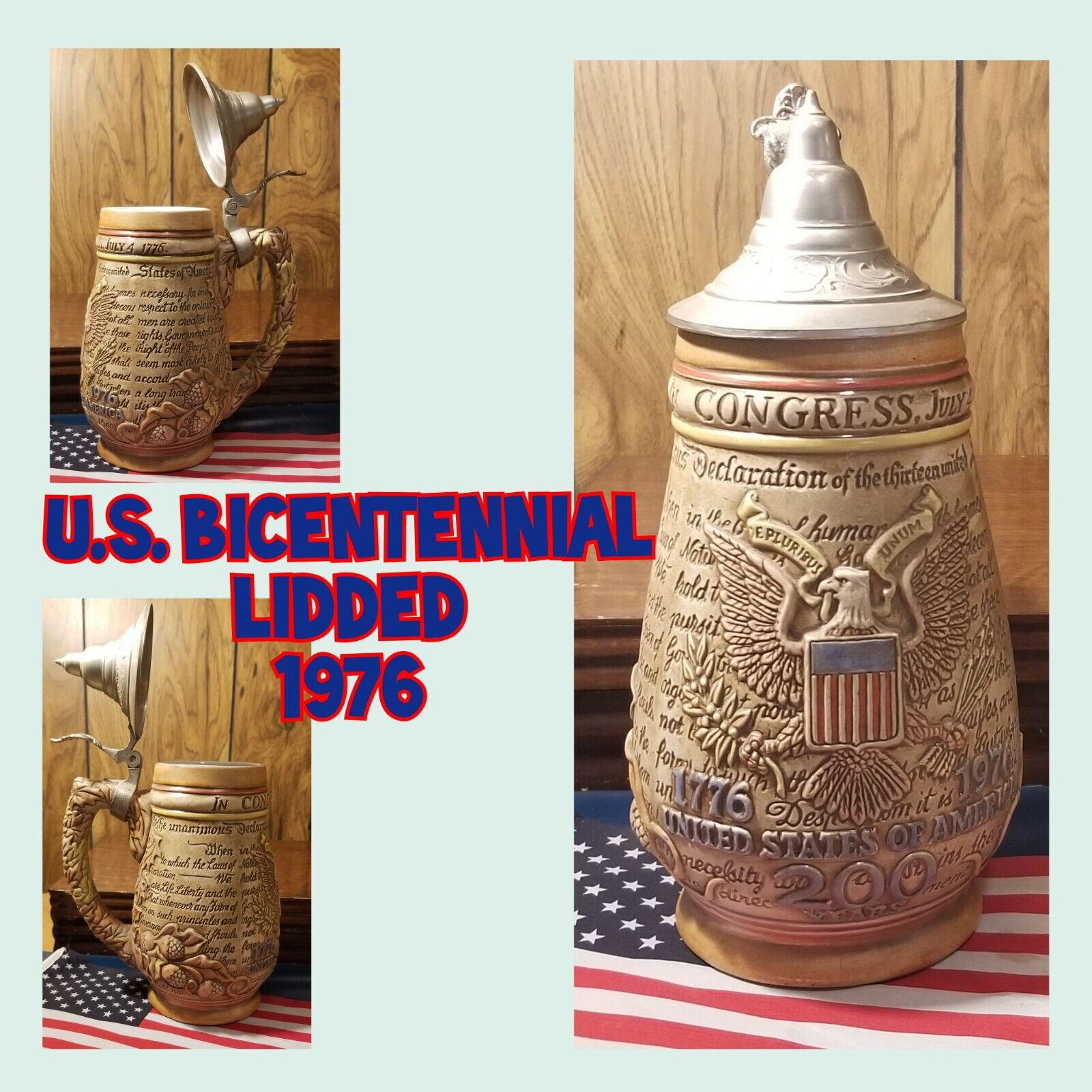 1976 Budweiser U.S. Bicentennial (200 Year Anniversary) LIDDED Stein CSL8