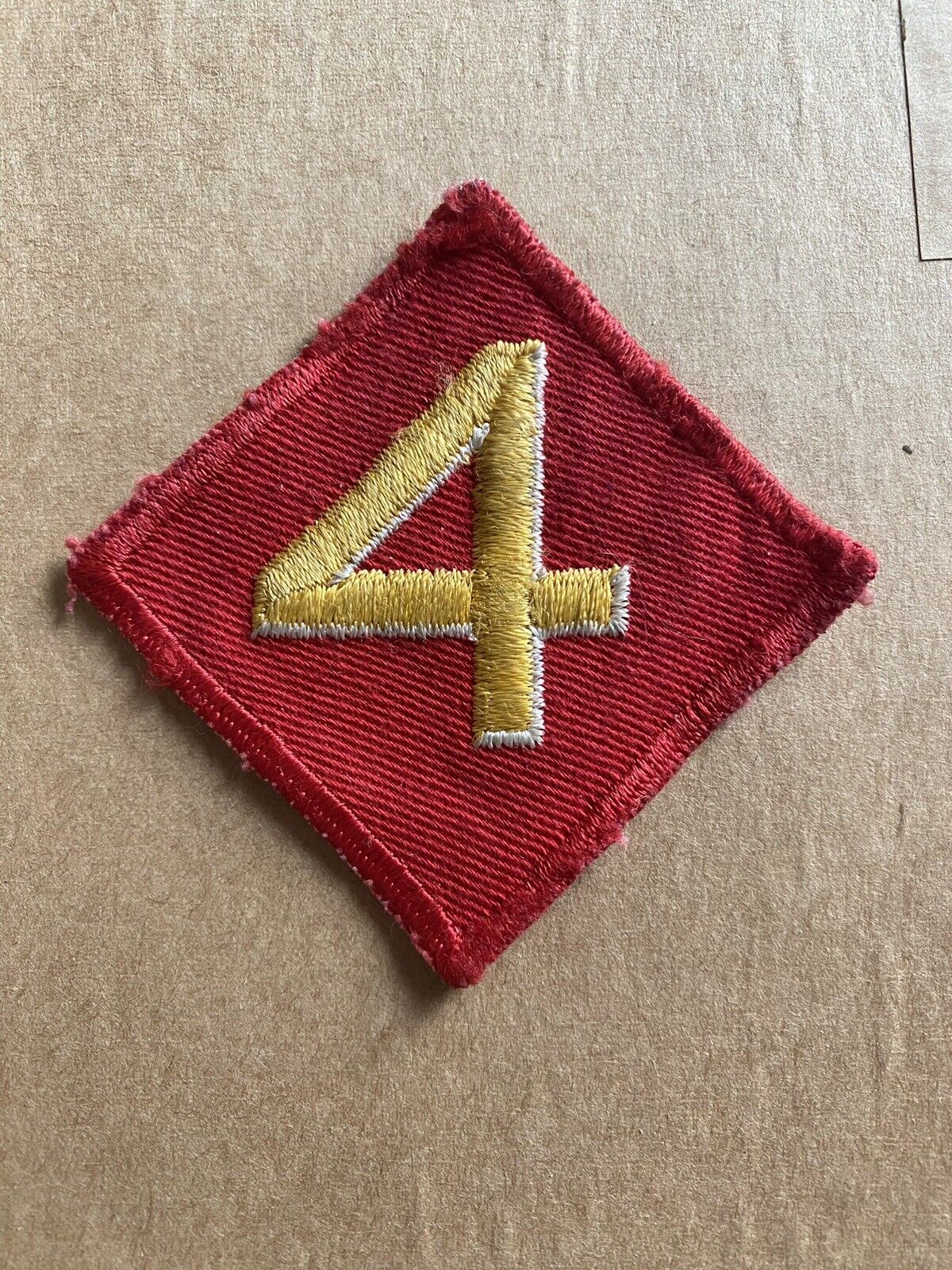 4th Marine Corps Division Shoulder Patch -- Stitched on Twill -- Original WWII