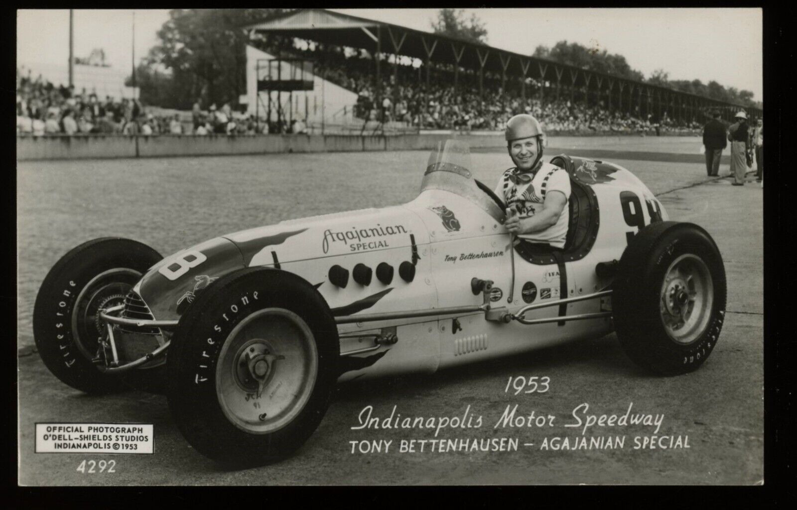 Tony Bettenhausen  1953 Indianapolis Indy 500 Racing RPPC Postcard