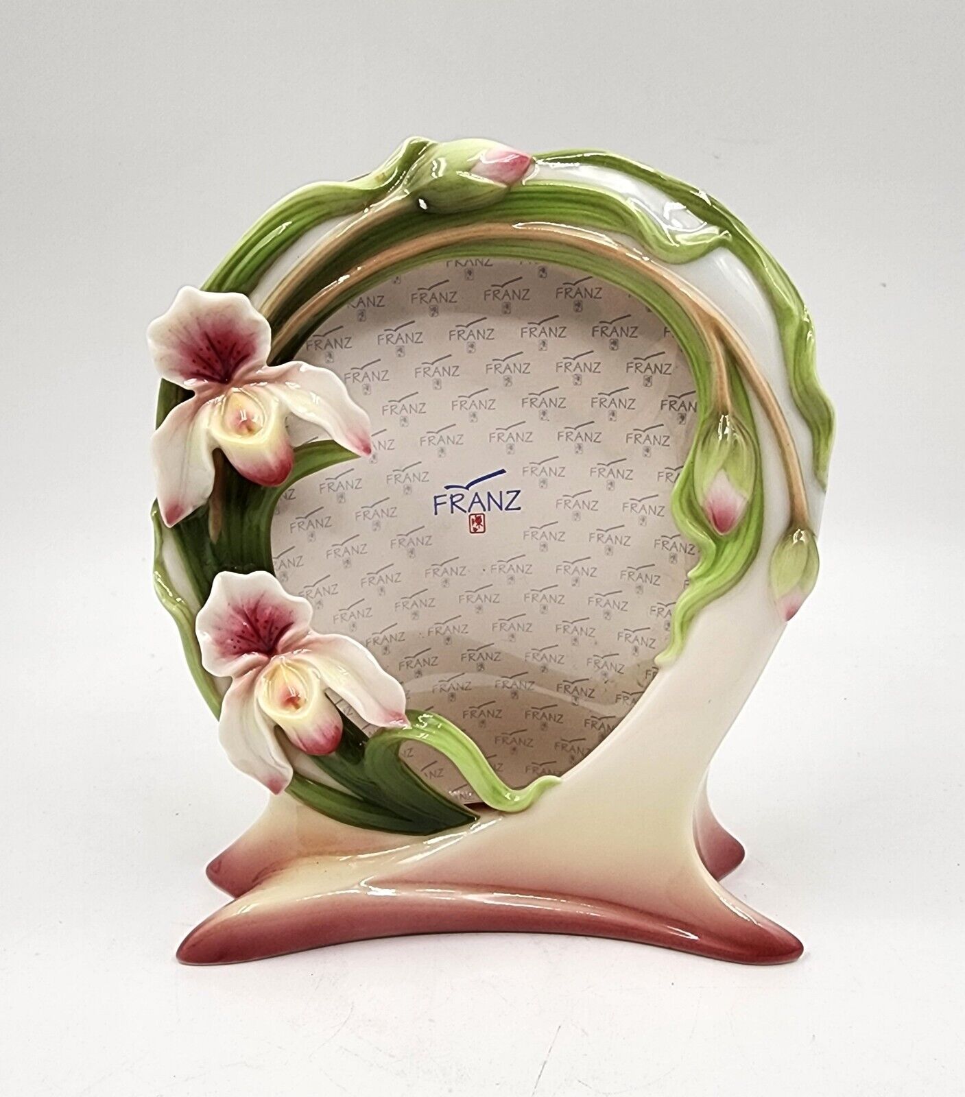 Vintage Franz Orchid Design Sculptured Porcelain Photo Frame #FZ00753 Never used