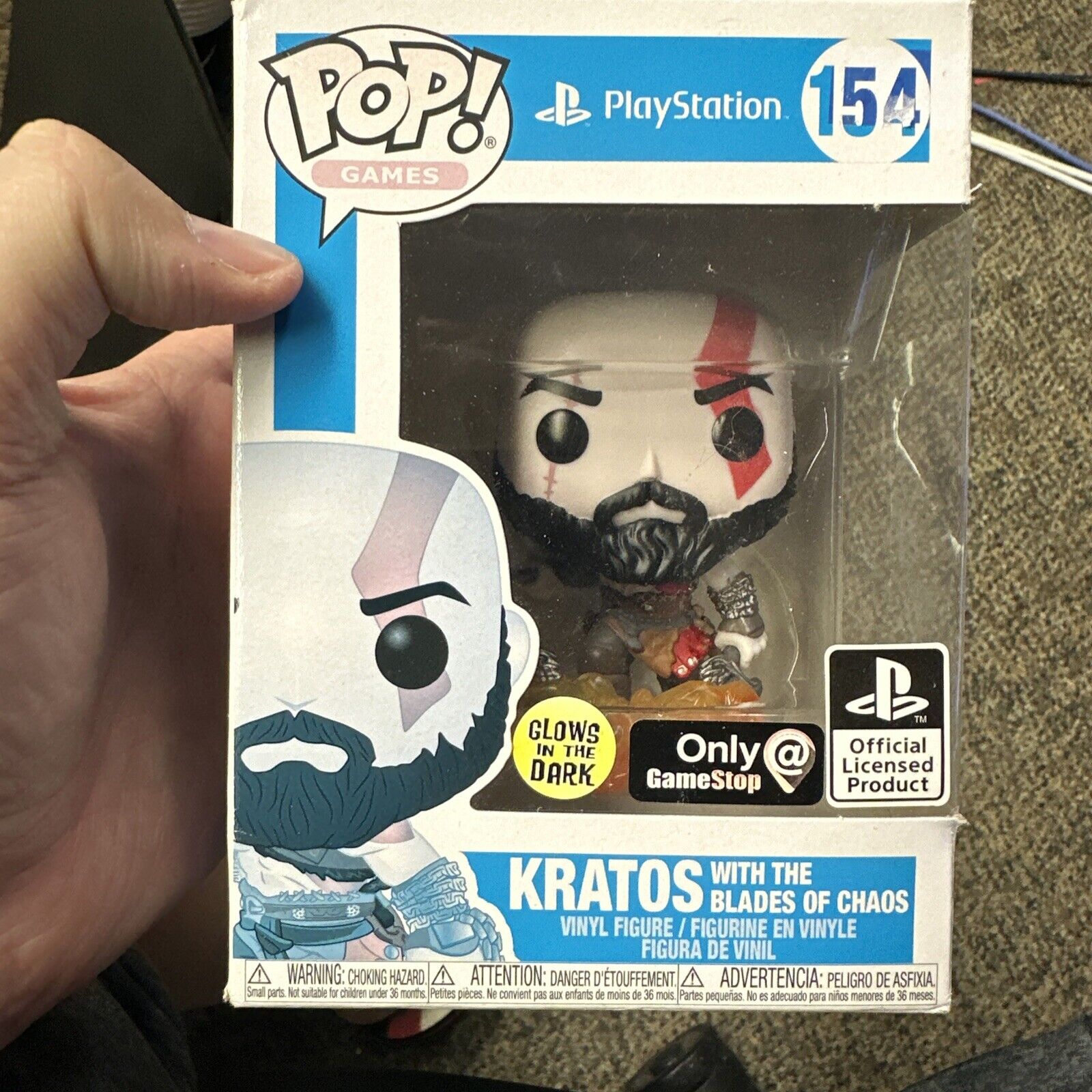 Funko POP PlayStation, Kratos w/ The Blades of Chaos, GITD Faded Box