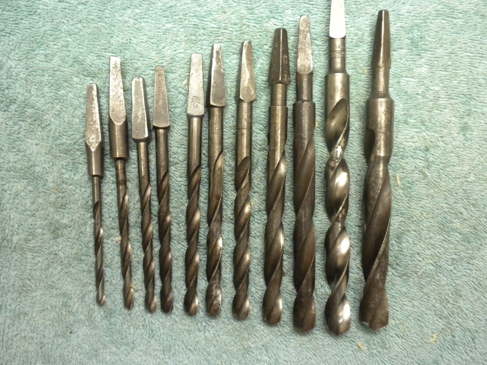 Vintage 11pc sharp metal cutting auger bits mixed Mfg. work ready