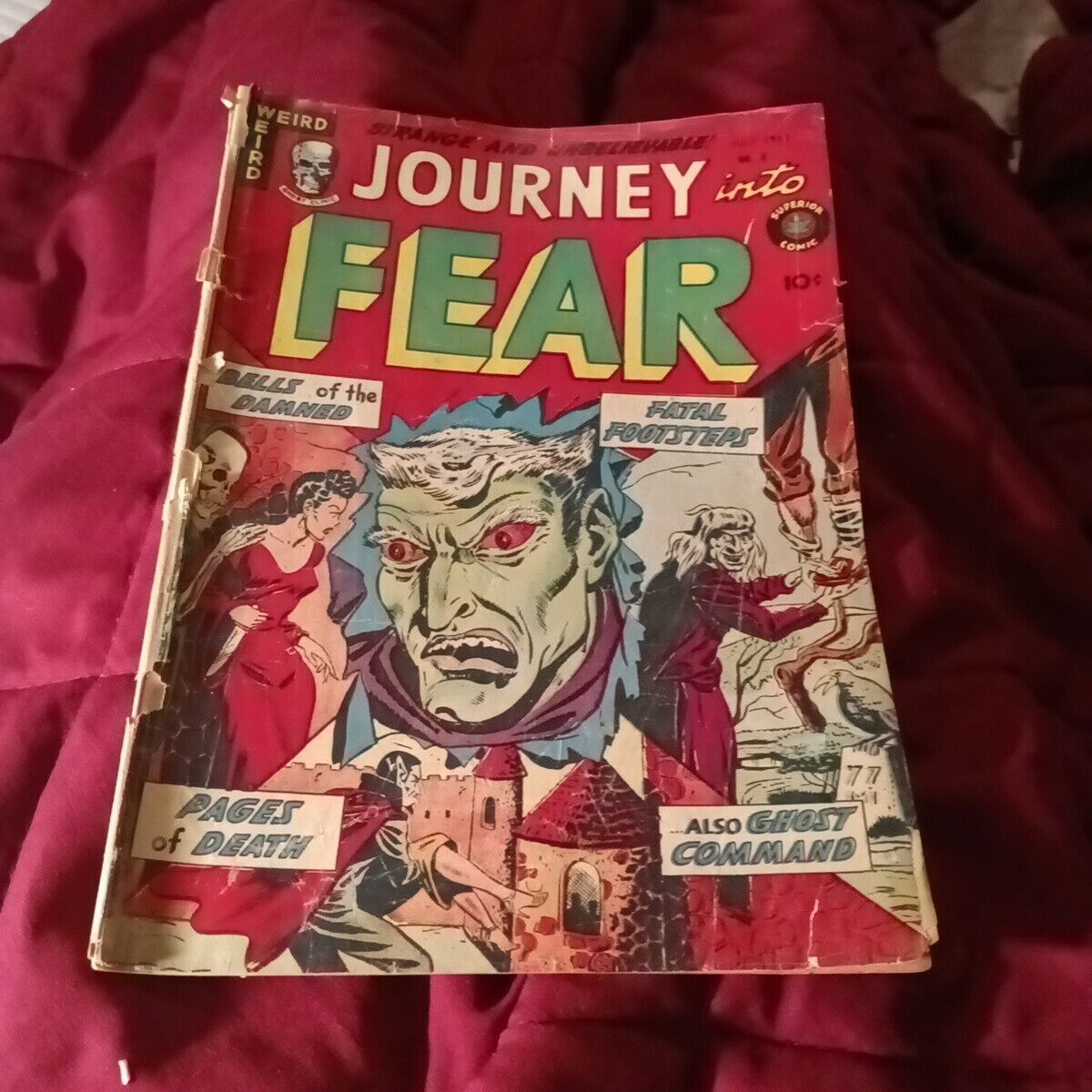 JOURNEY INTO FEAR 8 superior comic 1952 golden age PRE-CODE horror~hanging cover