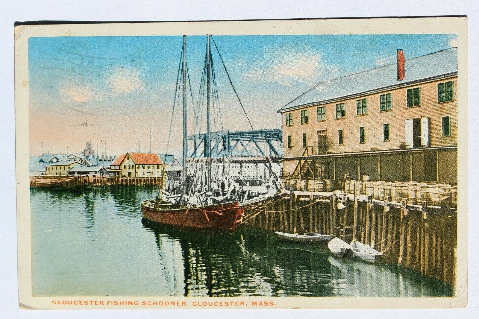 Old postcard GLOUCESTER FISHING SCHOONER, GLOUCESTER, MA 1919