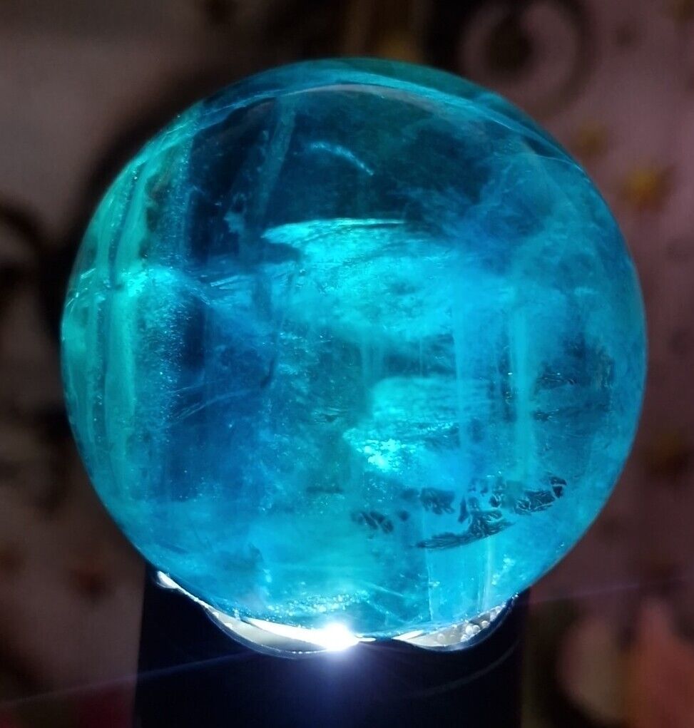 Stunning Blue & Green Fluorite Crystal Sphere With Rainbows 4.3cm 139g & Stand