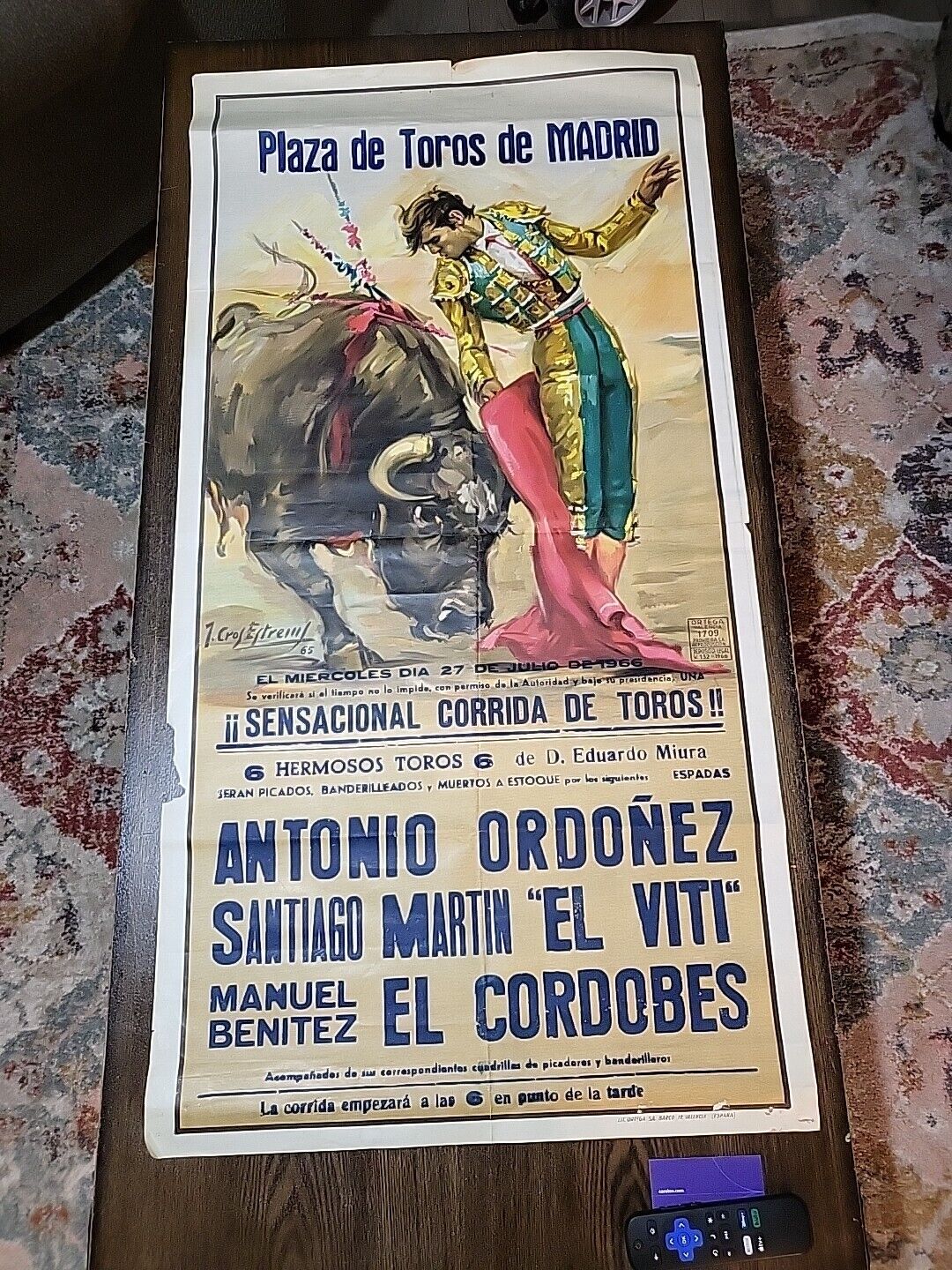 Bullfight Plaza De Toros 1965 ortega Valencia Painting Poster Original