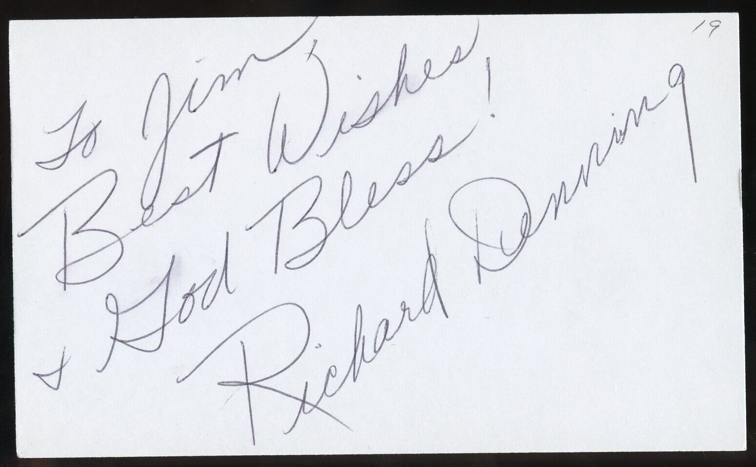 Richard Denning d1998 signed autograph 3x5 Cut American Actor in Unknown Island