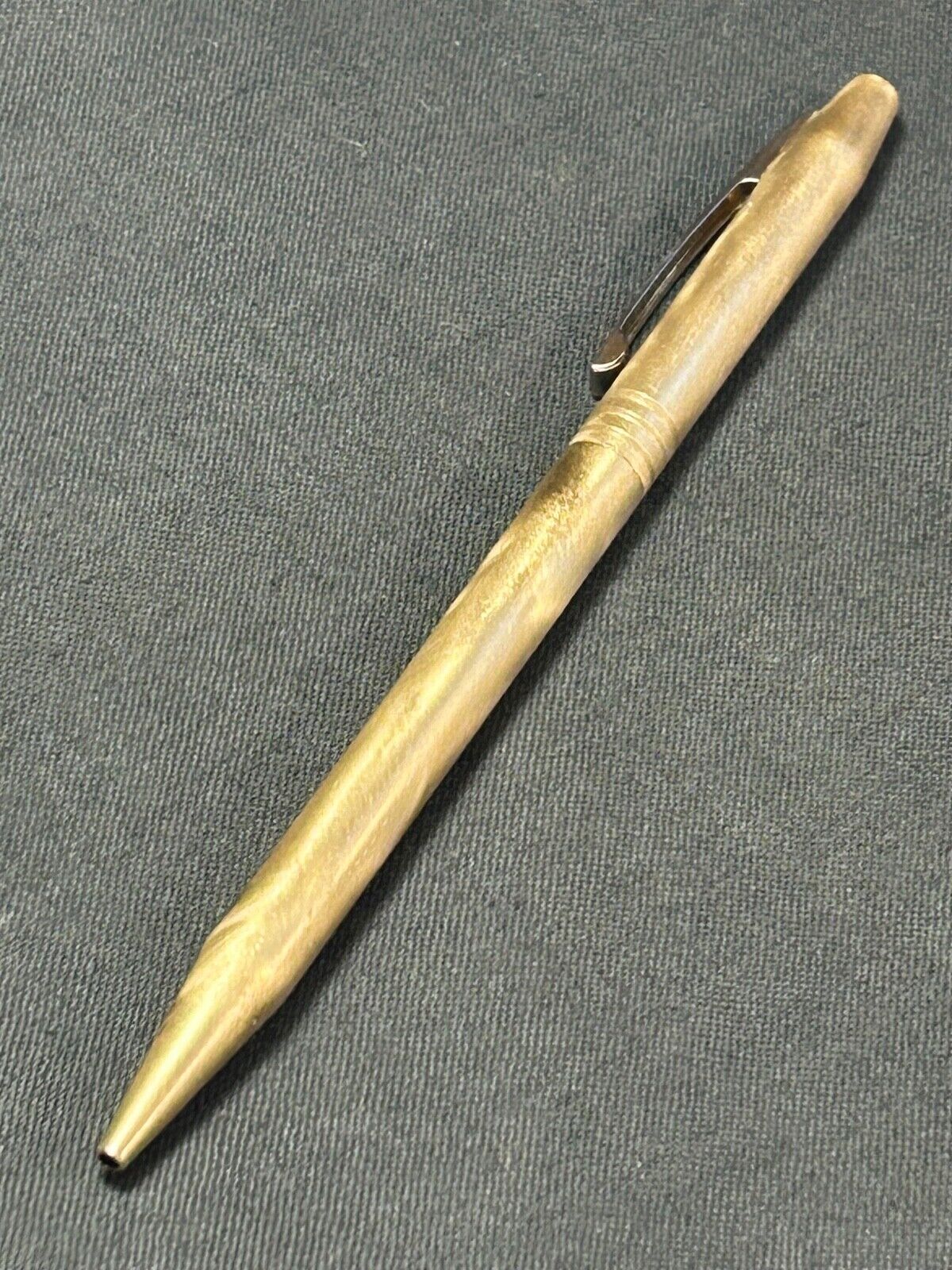 Vintage CENTENNIAL Twist Type Ballpoint Pen, Swirly Matte Finish Brass By STAG.