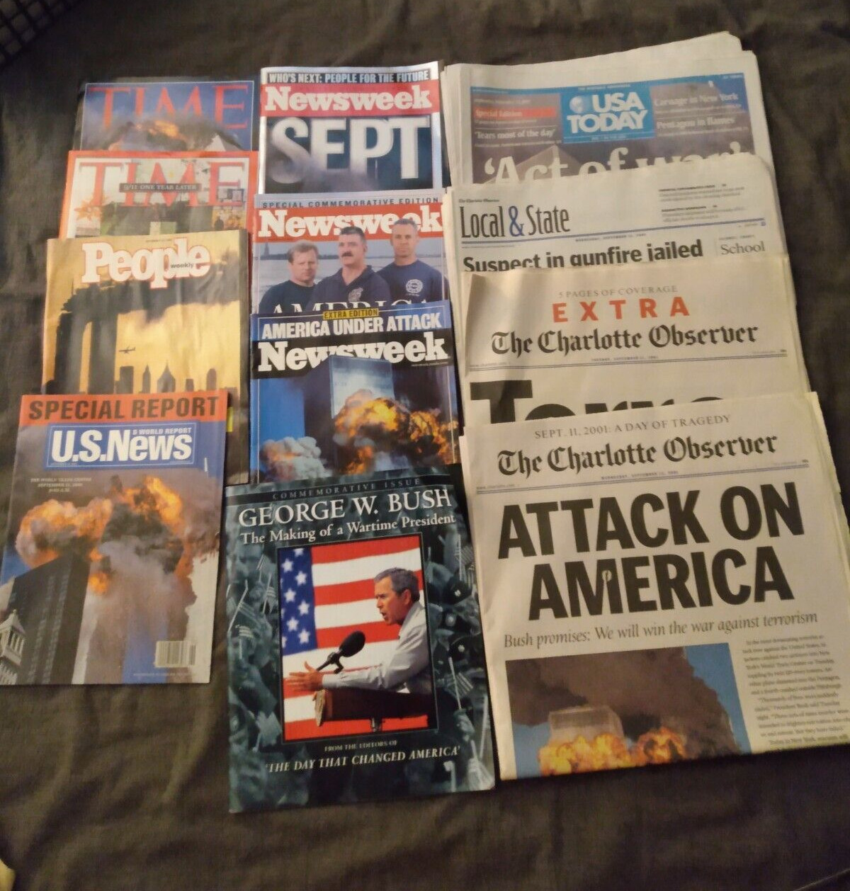 Vintage Lot of 11- 911 9/11 Themed News- 3- Newspapers & 8 Magazines