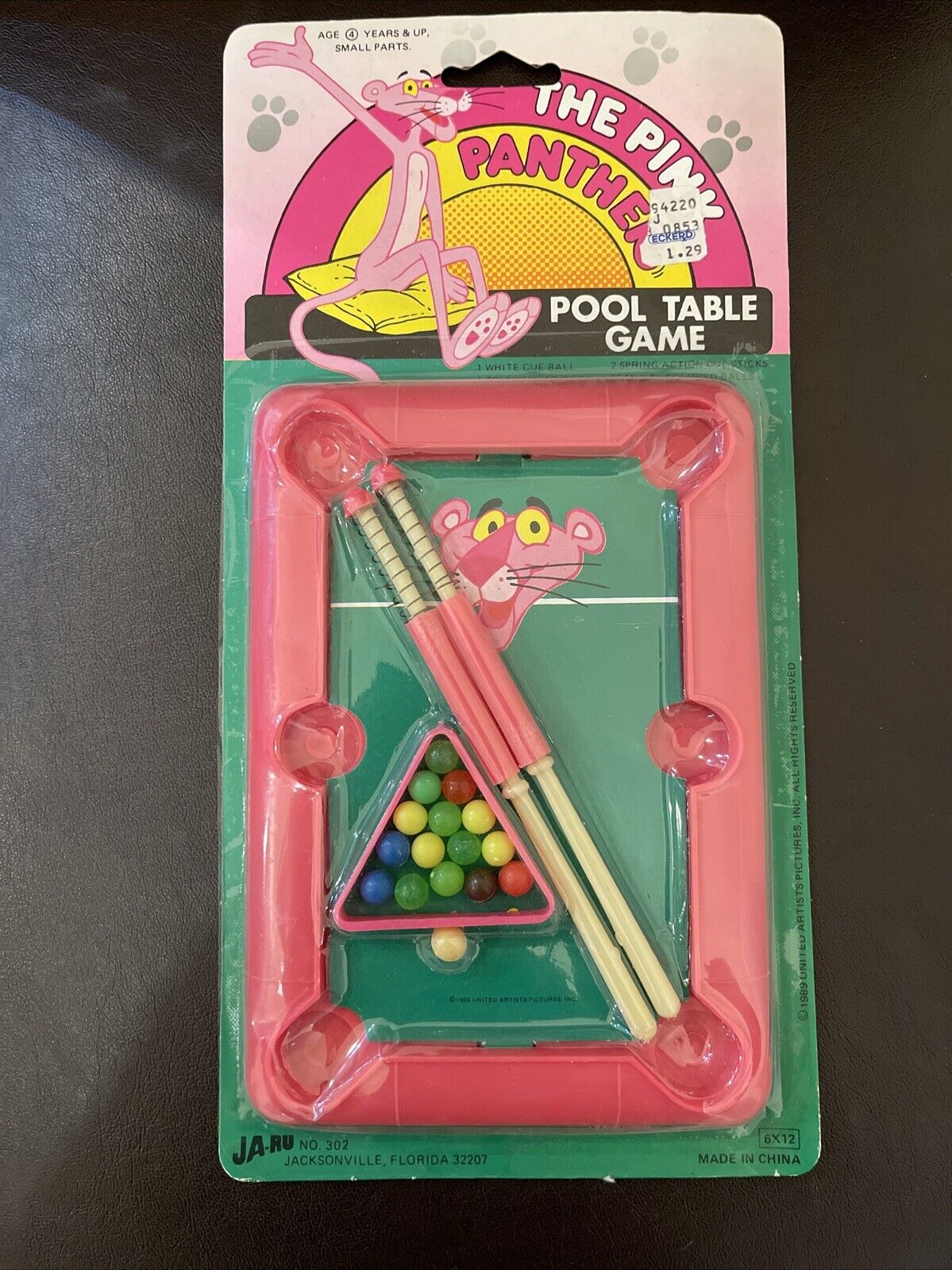 Mint Vintage 1989 Ja-Ru No. 302 The Pink Panther Pool Table Game
