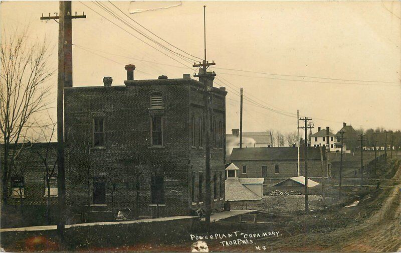 1911 Thorp Clark Wisconsin Power Plant Creamery Street View RPPC Real Photo