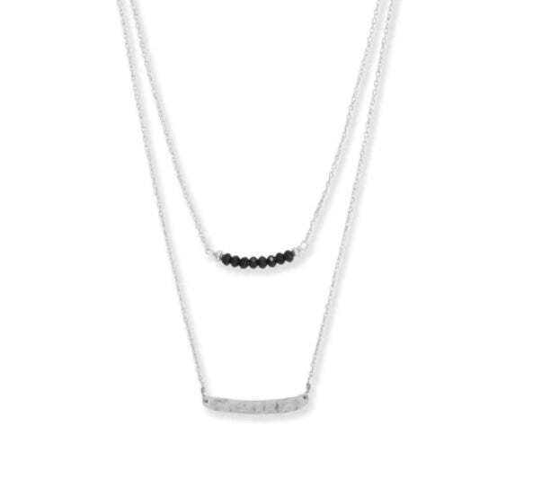 Double Strand Black Onyx and Curved Bar Necklace