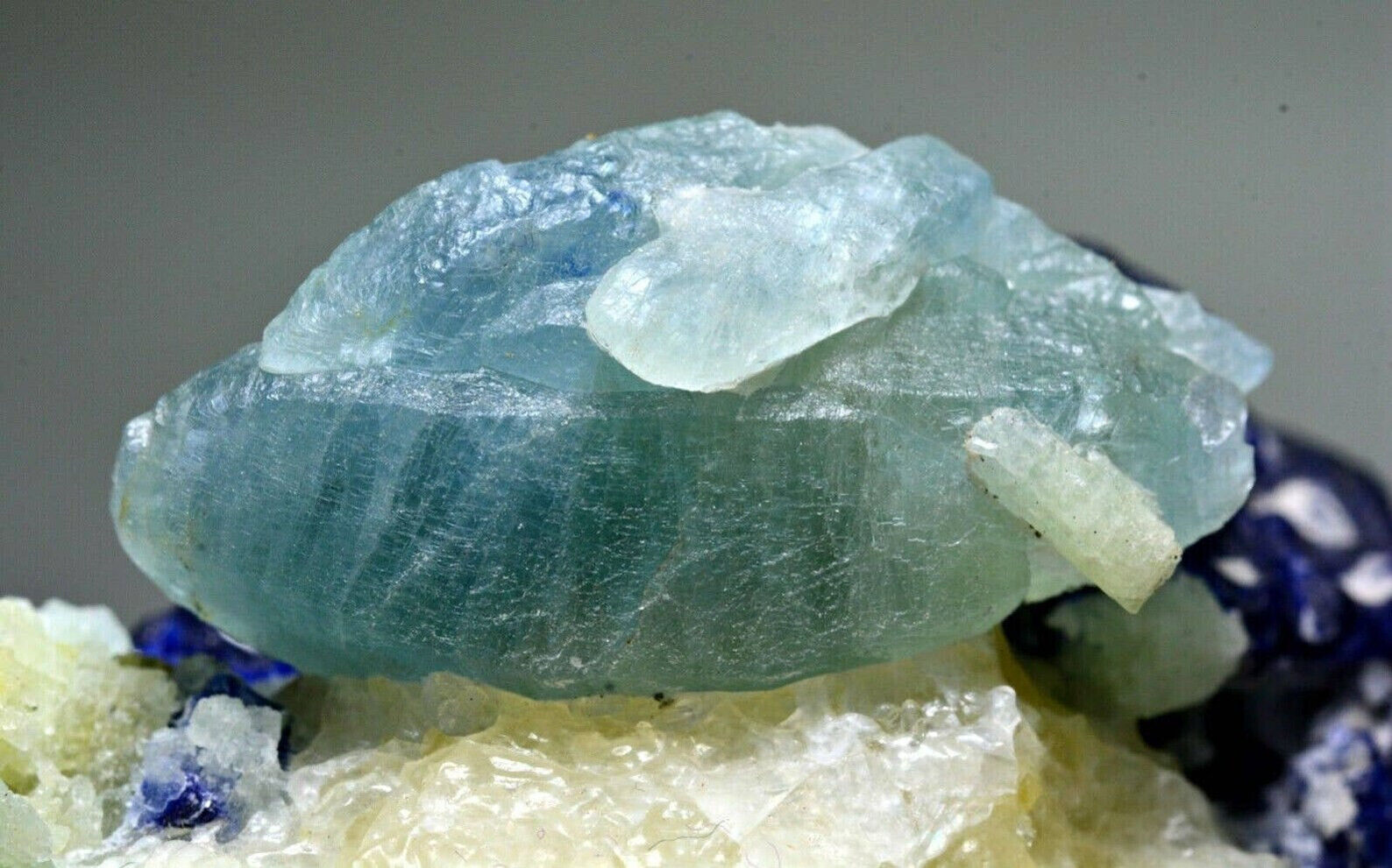 207gm Fluorescent Unique Afghanite Crystal W/ Sodalite Sphene &Unknown On Matrix