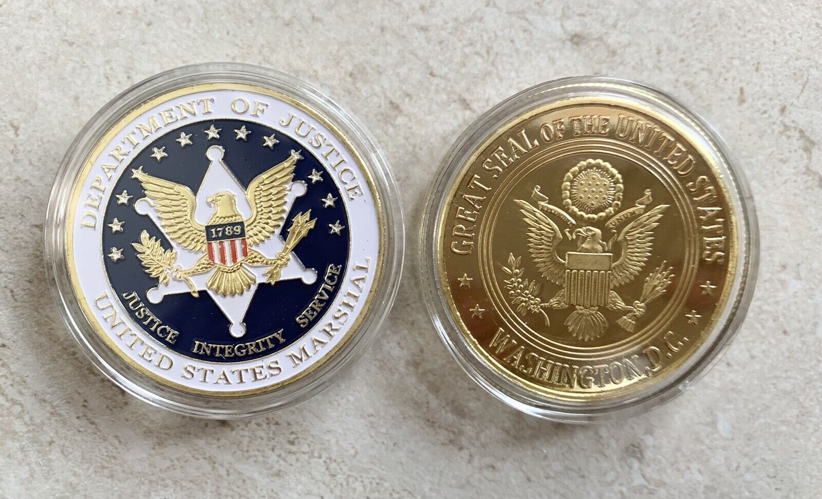DOJ Department of Justice United States Marshal Agent Challenge Coin