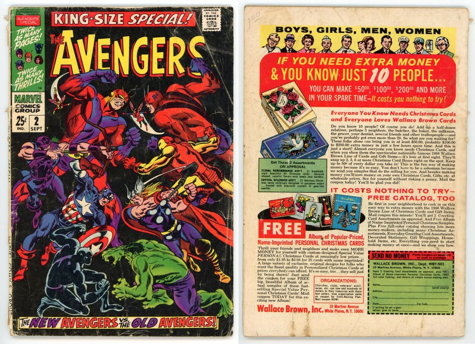 Avengers Annual #2 (GD- 1.8) 1st appearance KANG Scarlet Centurion 1968 Marvel