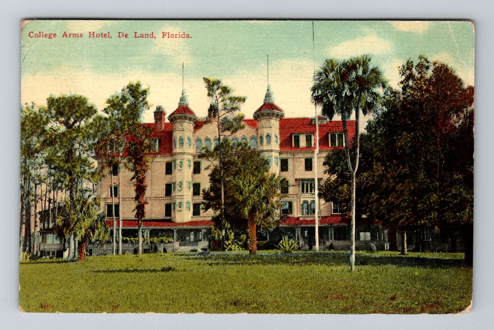 De Land FL-Florida, College Arms Hotel, Advertising, Vintage Postcard