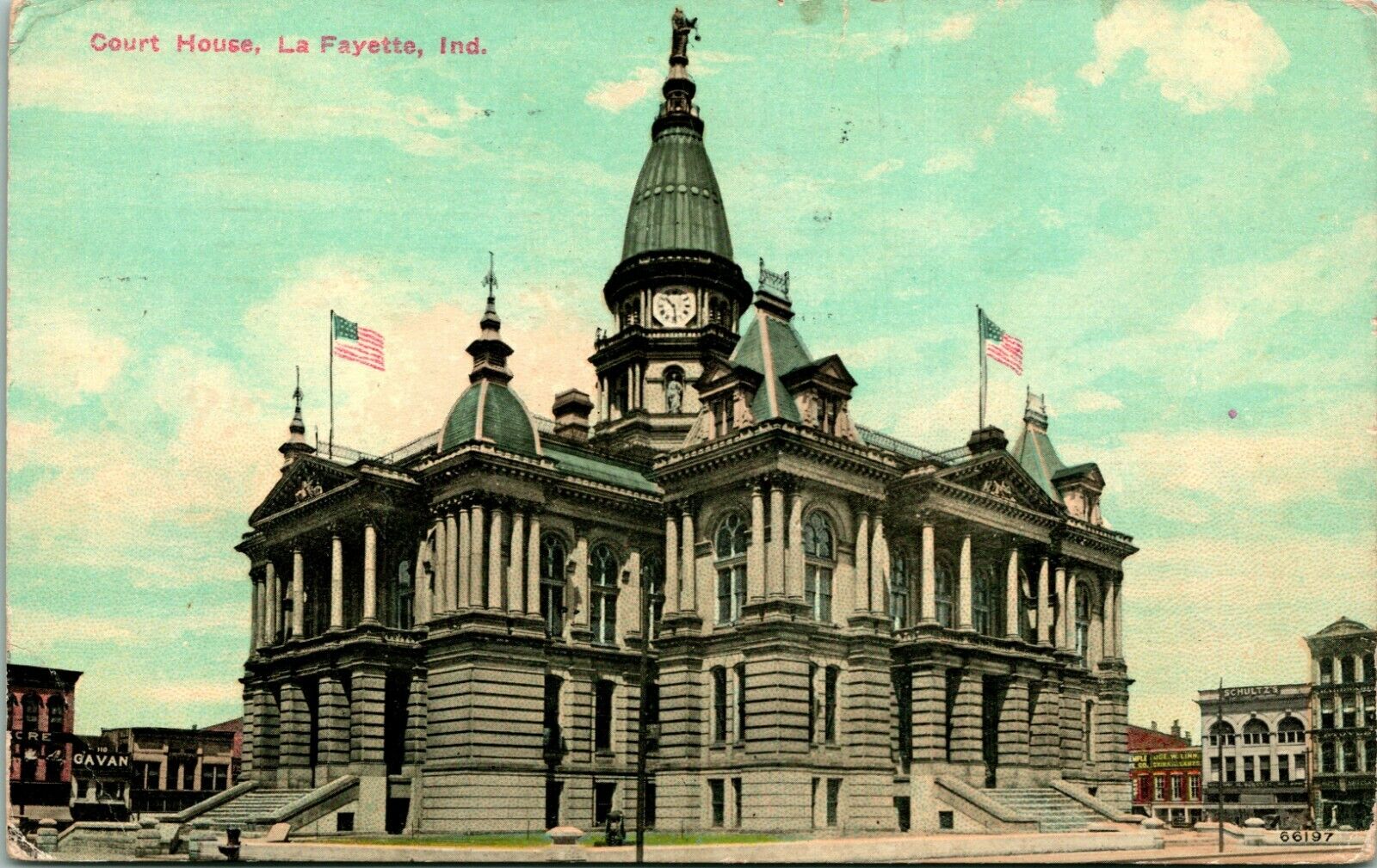 Vtg Postcard 1912 Lafayette La Fayette Indiana IN West Side Court House T17