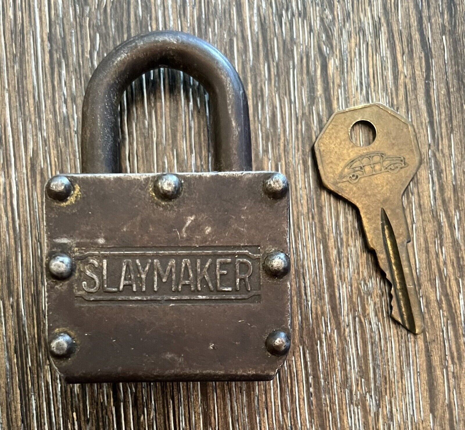 Vintage SLAYMAKER Warded Lock Padlock w/ Key