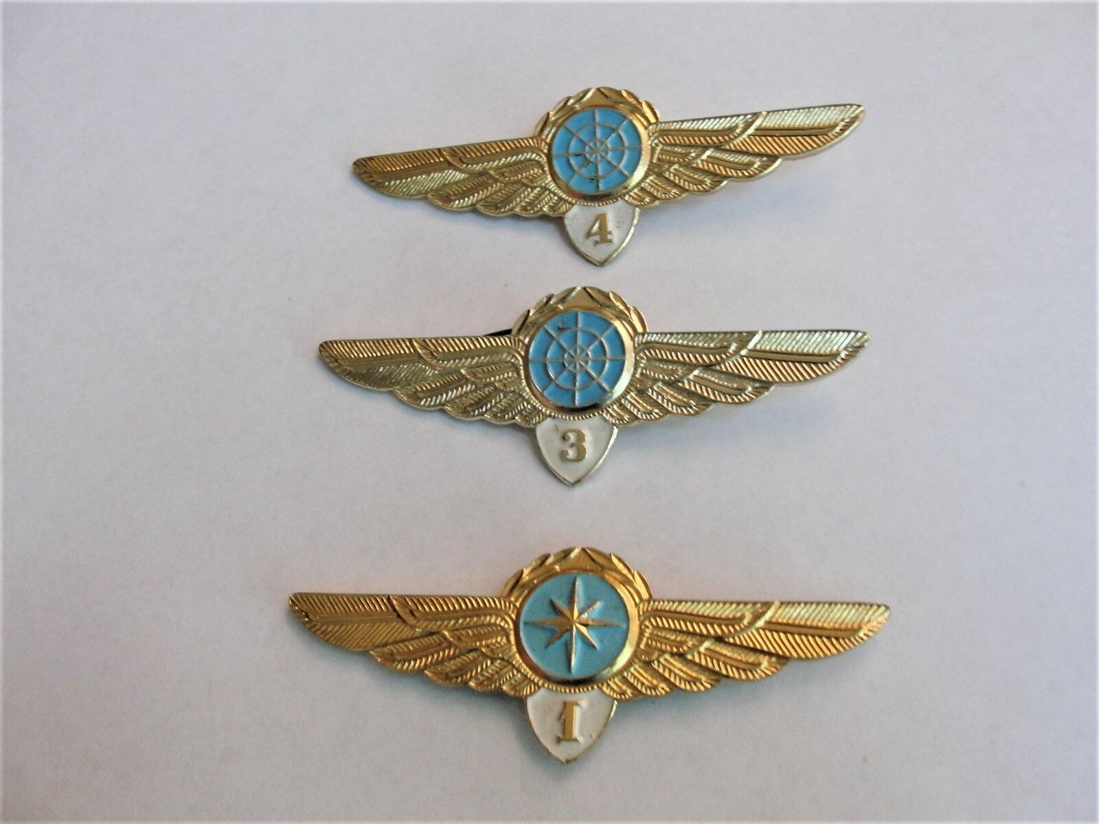 Set of (3)  Air Force 1st, 3rd, 4th Air Force Wings Gold Tone PINS.