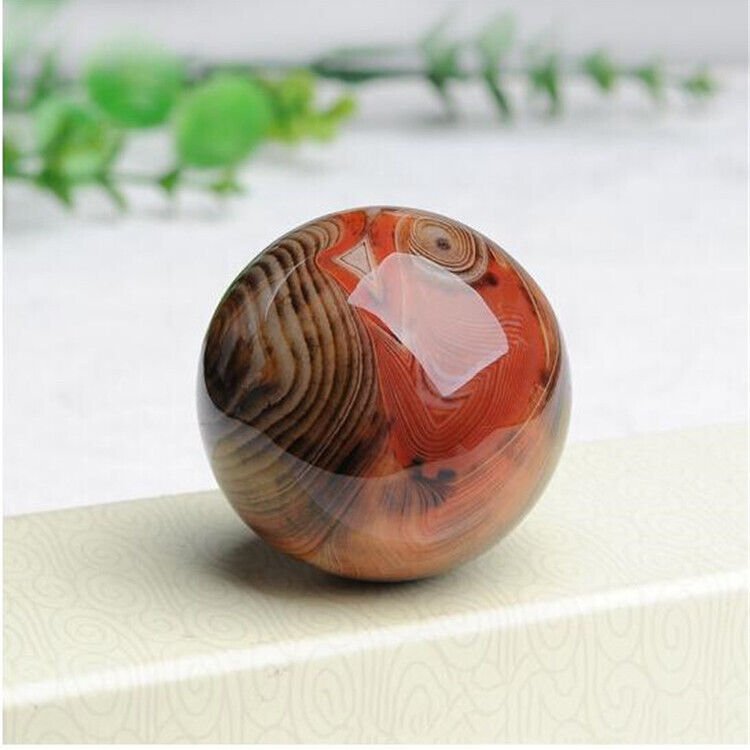 Asian Rare Natural Multicolor Agate Magic Crystal Healing Ball Sphere 42mm+Stand