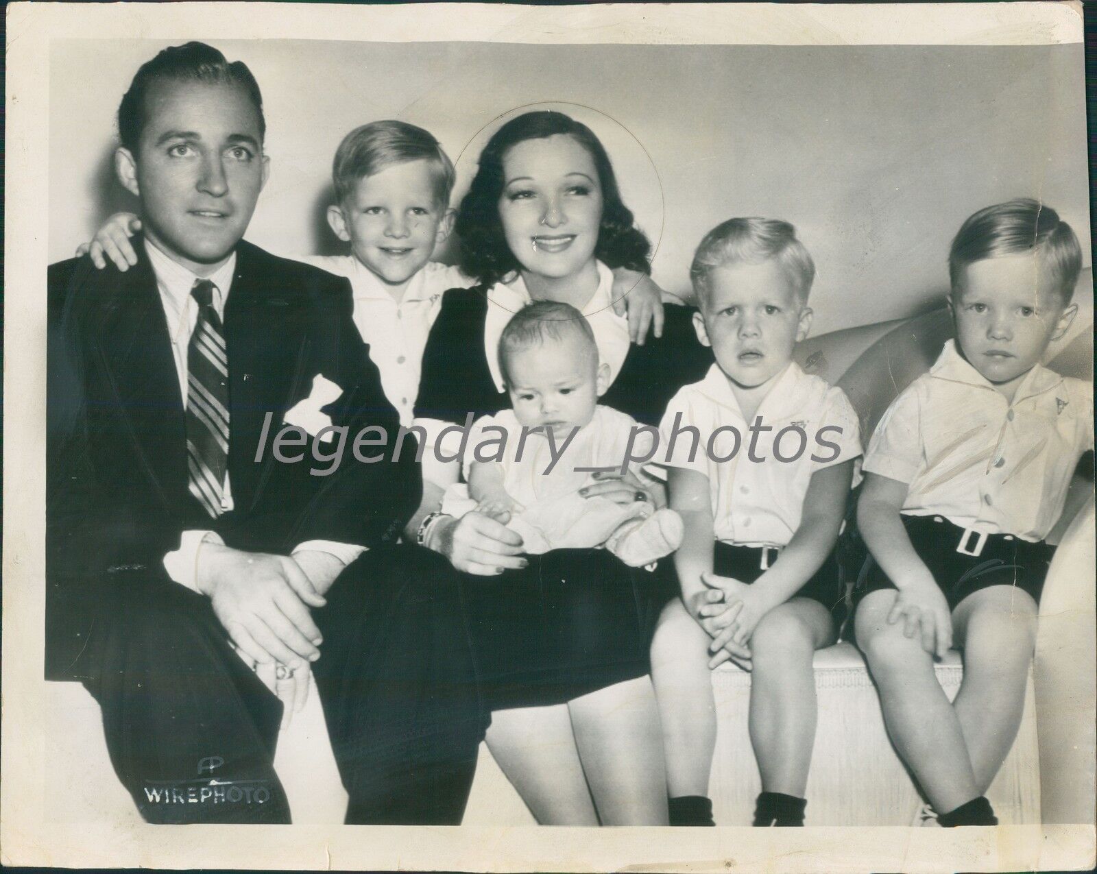 1938 Bing Crosby and Family Four Sons Original Wirephoto