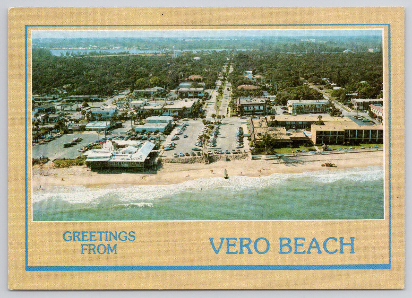 Postcard Vero Beach Florida Aerial View Beach 1970s