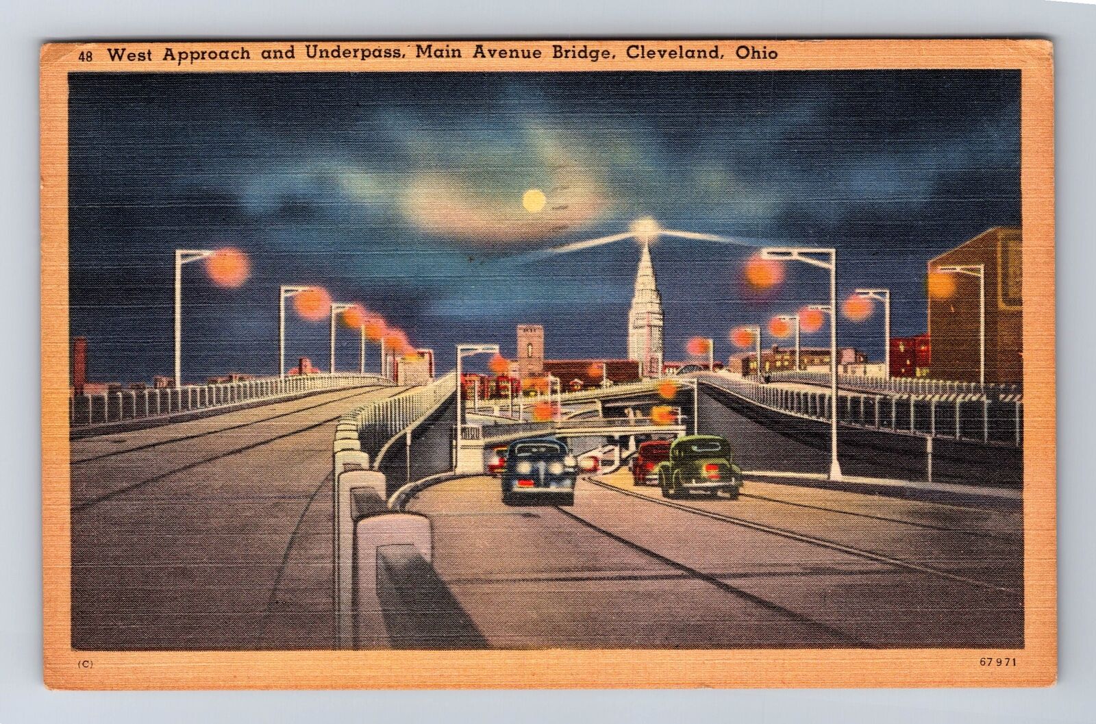 Cleveland OH-Ohio, Main Avenue Bridge Underpass, Vintage c1949 Postcard